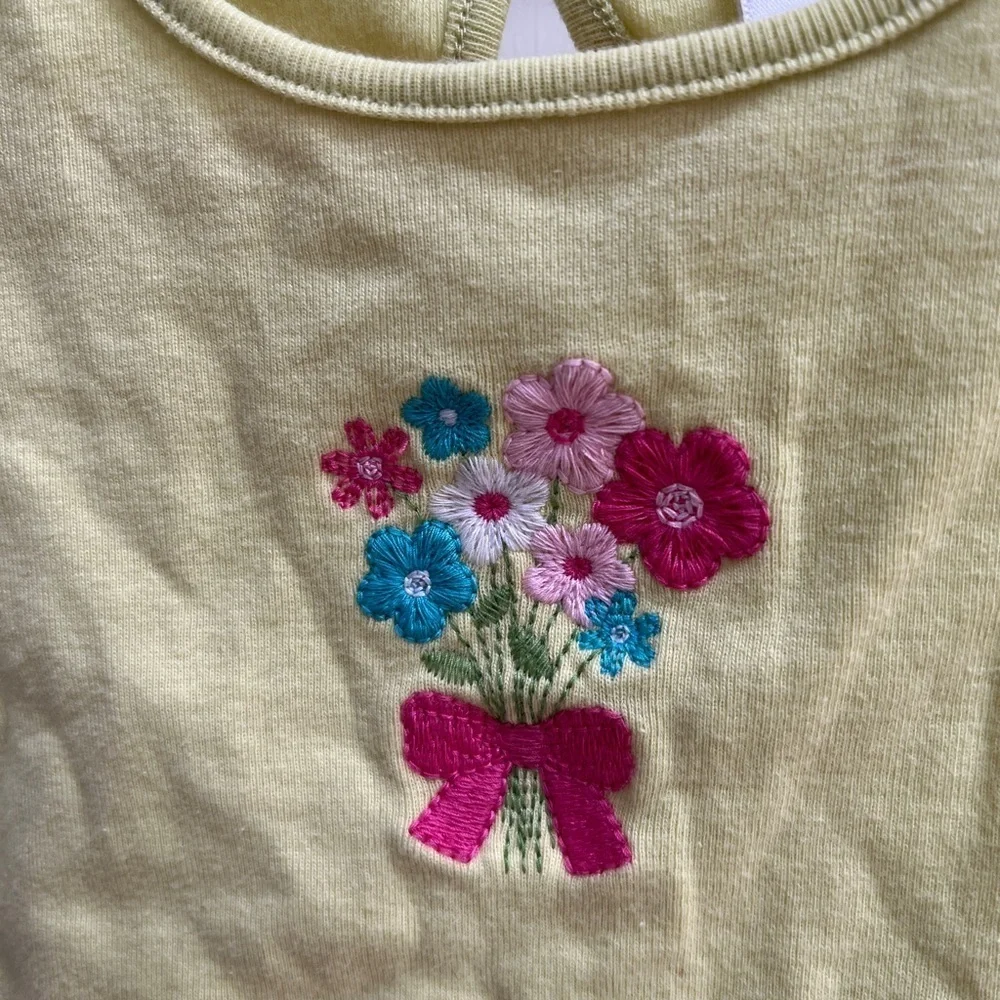 Gymboree 12-18M Lime Green Short Sleeve Blouse/Top with Flowers